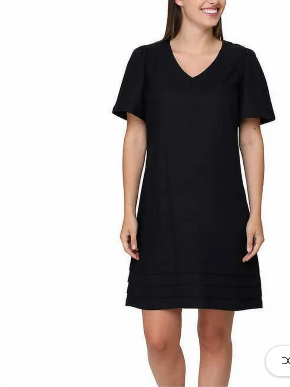 Nicole Miller Black Linen Blend V-Neck Shift Dress size XXL fits 16/18